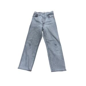 Levis Ribcage Straight Ankle Gray High Rise Button Fly Jeans Size 26